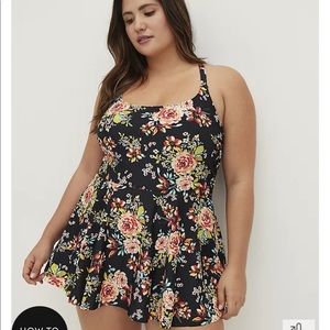 TORRID SHORT LENGTH SIDE TIE SWIM DRESS - FLORAL